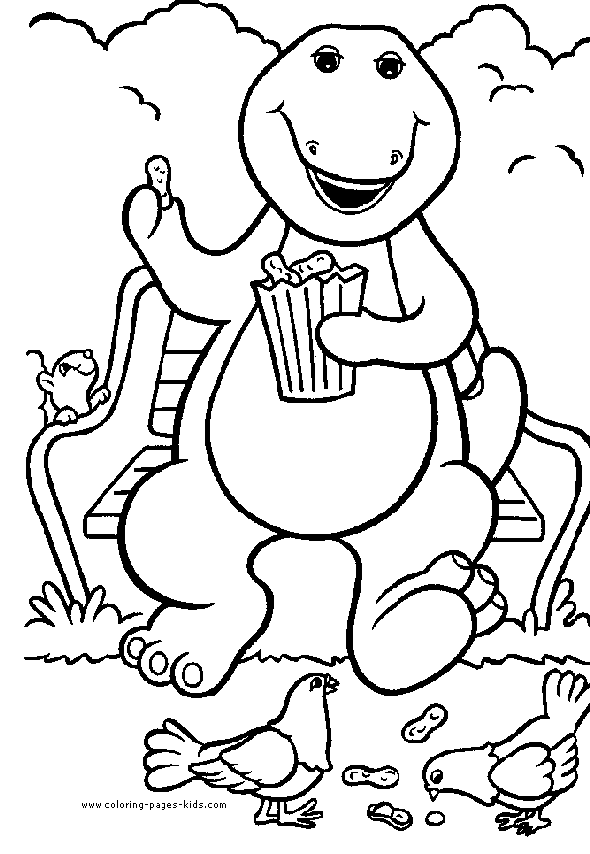 Barney color page Coloring pages for kids Cartoon characters