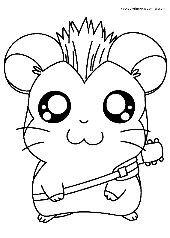 Hamtaro Color Page Coloring Pages Kids Cartoon Characters Plate Sheet