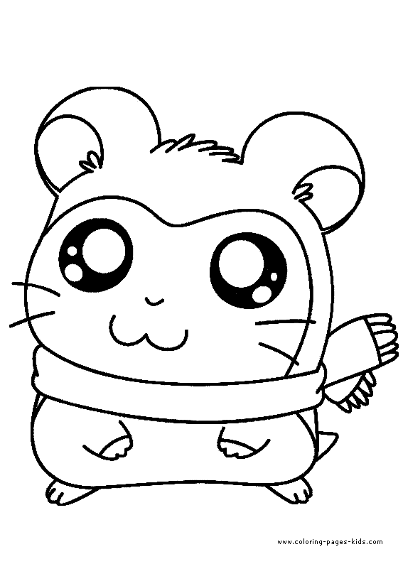 Hamtaro Color Page Coloring Pages Kids Cartoon Characters Plate Sheet