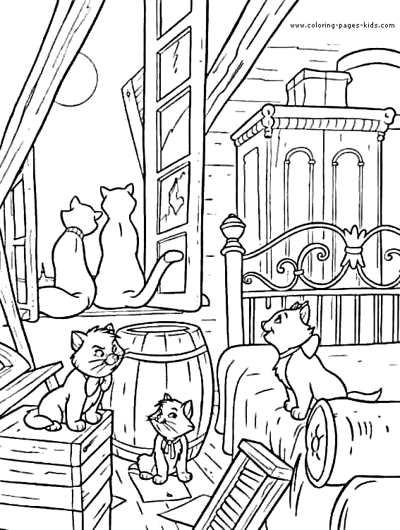 Aristocats Coloring Pages Kids Disney Color Plate Sheet Printable Picture