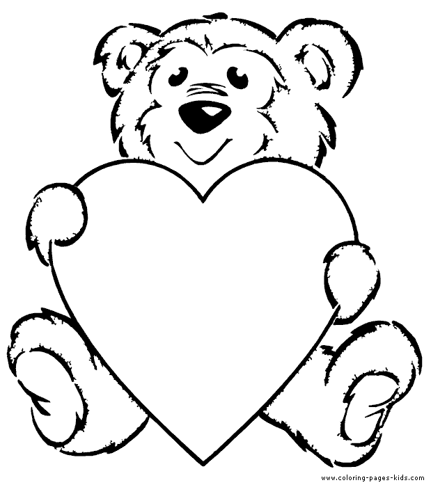 coloring pages of teddy bears with hearts