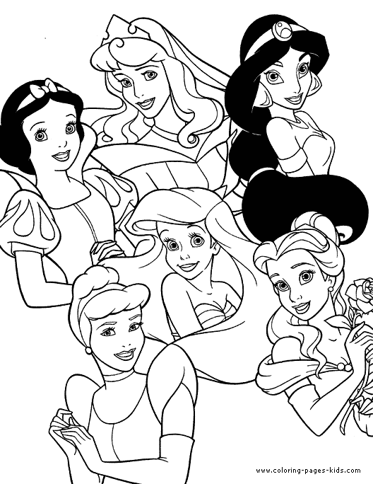 disney princess cartoon characters coloring page