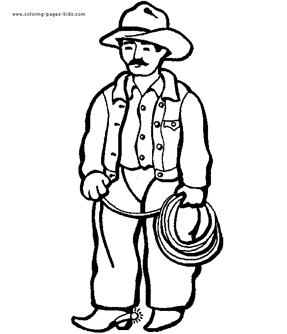 Cowboy color page - Coloring pages for kids - Miscellaneous coloring ...