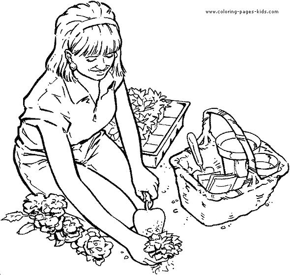 gardening coloring pages for preschool