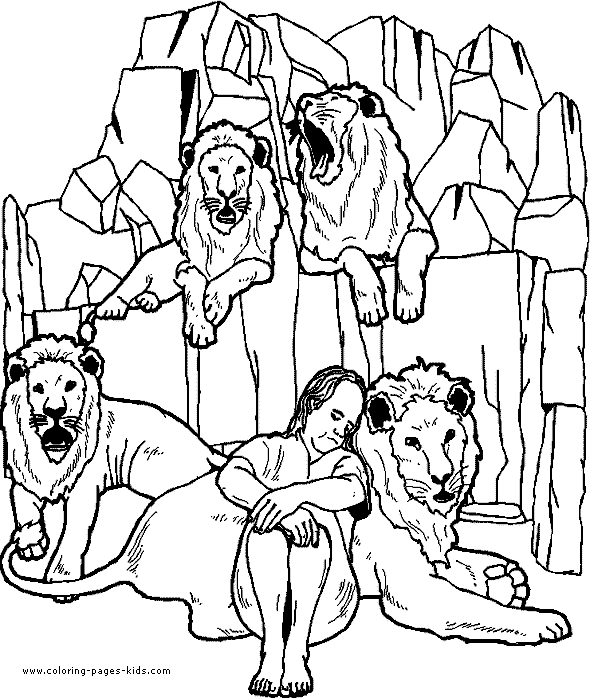 Daniel in the Lion's Den color page. Free printable coloring sheets for ...